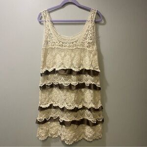Lace Sleeveless Dress with Ruffle Layers